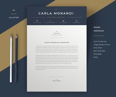 a professional resume template with an elegant cover letter and pen on the desk next to it