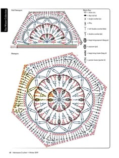 the crochet pattern is shown in two different colors, including yellow and red