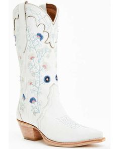 Shyanne Womens Fleur Western Boots - Snip Toe, White Cute Cowgirl Boots, White Cowgirl Boots, White Cowboy Boots, Womens Cowgirl Boots, Boot Barn, Concert Fits, Shoe Inspo, Heel Caps, Rubber Heels