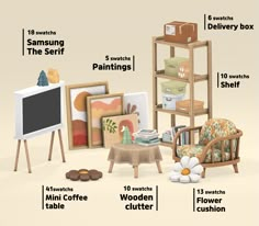 the contents of a living room furniture arrangement