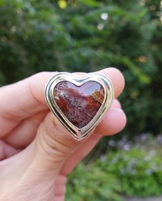 Stunning Heart Shaped Bright Red Aqua Nueva Agate Sterling Silver Heart Statement Ring with Beaded Band. Size 7.5 Absolutely GORGEOUS stone, totally Dreamy! All done in solid Sterling Silver on a double cut back with a fancy Beaded design Band! Lovely Handmade Red Heart-shaped Rings, Bohemian Heart-shaped Rings For Gifts, Bohemian Heart-shaped Anniversary Rings, Fancy Beads, Sterling Silver Heart, Bead Designs, Silver Heart, Bright Red, Statement Ring