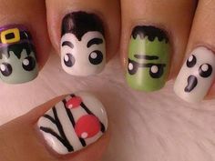 Halloween monsters nail art. Fun Halloween Nails, Monster Nails, Nail Art Halloween, Get Nails