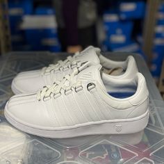 K-Swiss All White Classic Men’s Sneaker New In Box K Swiss Shoes Men, All White Sneakers, K Swiss Shoes, Box Color, Classic Man, All White, Mens Shoes Sneakers, White Sneaker, Shoes Mens