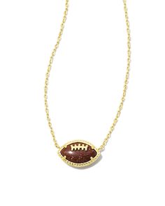 Buy Football Gold Short Pendant Necklace in Orange Goldstone at KendraScott. Football Necklace, Short Pendant Necklace, Preppy Jewelry, Gold Shorts, A Football, Cute Necklace, Kendra Scott Jewelry, Multi Strand Necklace