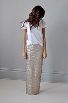 // Maxi Sequin Skirt, Skirt Diy, Sequin Maxi, Maxi Skirts, Look Chic, Primavera Estate, Look Fashion