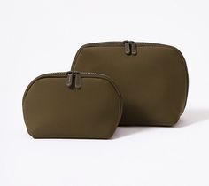 Stay organized and stylish with the Pop Ups Brand washable neoprene cosmetic zip pouch set. Perfect for travel or daily use, this set includes two compact pouches to keep your essentials neatly zipped up. Enjoy the added convenience of machine-washable material for easy cleaning. From Pop Ups Brand. Amenity Kits, Safari Green, Large Pouch, Pop Ups, Small Pouches, Bamboo Fabric, Zip Pouch, Stay Organized, Fashion Handbags