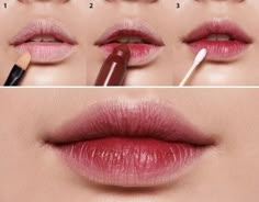 Lips Ideas Makeup, Popsicle Lips, Makeup Bibir, Makeup Ala Korea, Makeup Asia, Halloweenský Makeup, Tutorial Eyeliner, Gradient Lips