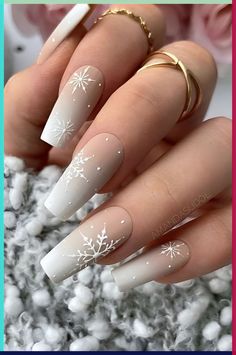 If you thought the French tip nail designs were a relic of the beauty trends of the 00s, we have news for you. The classic French manicure is making a major comeback in 2024 — but with a twist. Perhaps the most undefeated nail trend to exist is the classic French manicure (remember when square acrylic... Snowflake Christmas Nails Acrylic, Winter Designs Nails, Coffin Snowflake Nails, Snow Nails Winter White, Snow Nails Acrylic, Pretty Winter Nails Acrylic, Snow Flake Nails Acrylics, Snowflake On Nails, White And Silver Christmas Nails