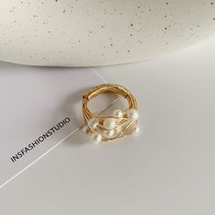 Condition: Brand New Color: Gold Material: Brass / Gold Plated / Fresh Water Pearl / Size Us 6 Gold Wedding Rings For Summer, Handmade Gold Rings For Summer, Gold Rings For Summer, Elegant Summer Rings Suitable For Gifts, Elegant Rings Perfect For Gifts, Elegant Summer Rings Perfect For Gifting, Elegant Summer Rings Perfect As Gifts, Handmade White Rings For Summer, Elegant Rings For Summer Beach Occasions