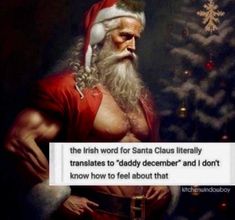 an image of santa clause holding his hand on his chest with the caption, i don't know how to feel about that