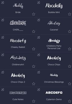 the different font styles for each type of logo