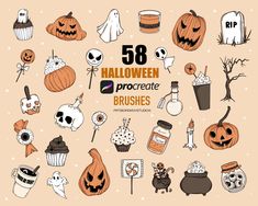 halloween brushes with pumpkins, jack - o'- lanterns and other items