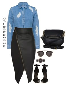 Untitled #1586 by visionsbyjo on Polyvore featuring polyvore, fashion, style, House of Holland, Jane Norman, Isabel Marant, Michael Kors, Marc Jacobs, Christian Dior and clothing Jane Norman, Fashion Mode, Style House, Black Skirt, Denim Shirt, Fashion Fashion