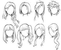 Female Anime Hairstyles, Girl Hair Drawing, Prom Hair Styles, Male Hairstyles, Pelo Anime, Drawing Hair Tutorial, Hairstyles Girl, Manga Hair, Draw Hair