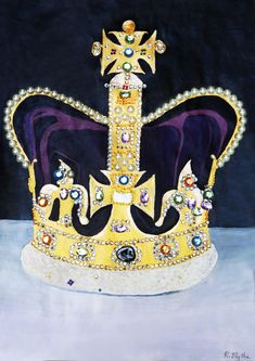 a painting of a crown with jewels on it