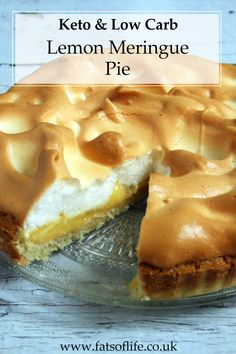 a lemon meringue pie on a glass plate