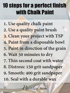 the instructions for how to use chalk paint