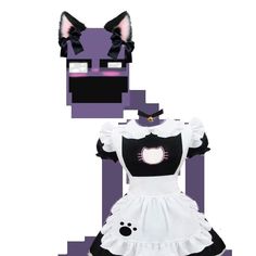 a black and white dress with cat ears on it