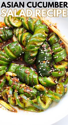 Spicy Asian Cucumber Salad - Sims Home Kitchen Asian Cucumber Recipe, Spicy Cucumber Salad, Asian Cucumber Salad, Asian Salad, Cucumber Recipes Salad, Cucumber Recipes, Healthy Food Choices, Healthy Lunch Recipes, Cucumber Salad