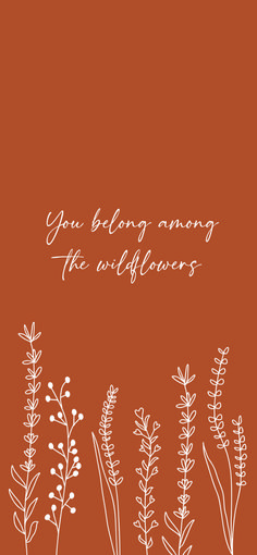 an orange background with white flowers and the words you belong among the wildflowers