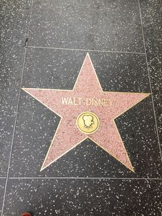 a person standing next to a star on the hollywood walk of fame