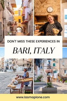 a collage of photos with the words don't miss these experiences in bar, italy