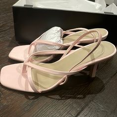 Nwt Nib Missguided Pink Strappy Sling Back Sandal Heel May Be Chipped 19th Photoshoot, Strappy Sandals Outfit, Light Pink Sandals, Sandals Aesthetic, Light Pink Heels, Pink Strappy Heels, Small Heel Shoes, Pink Kitten Heels, Hoco Inspo