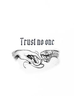 two hands touching each other with the words trust no one