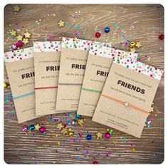 five friends birthday cards with confetti on them