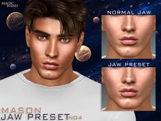 three different images of a man's face and the words mason jaw preset