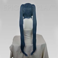 Eos Blue Steel Long Pigtail Wig Set Long and glamorous twintails are exactly what cosplay dreams are made of. Those dreams are about to become a reality, as you can now wear this adorably classic hairstyle with ease thanks to our Blue Steel long pigtail wig set. Our beautiful bob cut Chronos style serves as the base for this long pigtail wig set. This style is specifically fashioned to frame and flatter the face, making it the perfect base for such an adorable hairstyle. Versatile front bangs al Pigtail Wig, High Pigtails, Front Bangs, Straight Ponytail, Cosplay Hair, Epic Cosplay, Side Swept Bangs, Classic Hairstyles, Blue Steel