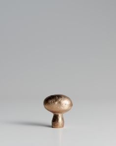 a gold mushroom sitting on top of a white table