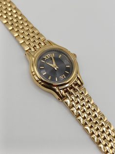 Stunning gold tone Sekonda Watch, with a beautiful black dial perfect with any outfit.  Fitted with a new battery, in working order.  In beautiful condition.  Length: 18cm.  Dial width: 2.5cm. Sekonda Watch, Gold Watches, Wrist Jewelry, Jewelry Inspo, Wrist Watches, Gold Jewellery, Womens Watches, Wrist Watch, Gold Jewelry