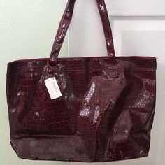 Neiman Marcus Tote Bag. New With Tag. Burgundy Shoulder Bag For Shopping, Large Capacity Burgundy Satchel For Shopping, Burgundy Large Capacity Bag For Shopping, Large Capacity Burgundy Bag For Errands, Burgundy Casual Bag With Double Handle, Trendy Burgundy Bags For Shopping, Trendy Burgundy Shopping Bags, Casual Burgundy Bag For Errands, Burgundy Hobo Bag With Large Capacity For Shopping