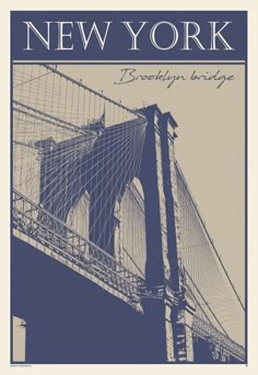 the new york brooklyn bridge is shown in blue and white, as well as an image of