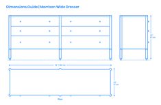 the dimensions guide for a dresser with drawers