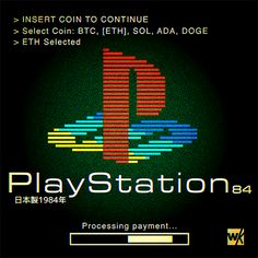 the playstation logo is displayed in front of a black background with red, blue and green letters