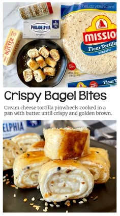 crispy bagel bites are stacked on top of each other