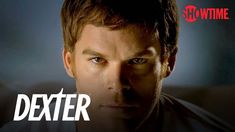 a close up of a person with an evil look on his face and the words dexter above it