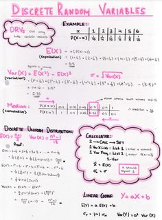 a piece of paper with writing on it that says discret random variablees