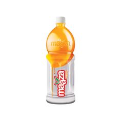 a bottle of orange juice on a white background