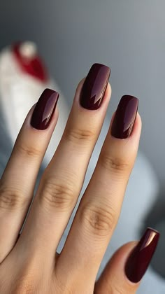 Red Nail Varnish, Shellac Nails Fall, Deep Red Nails, Fresh Nail, Fall Feeling, Kutek Disney, Wine Nails, 2024 Nails, Red Acrylic Nails