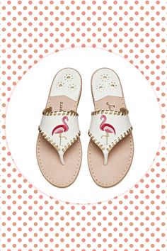 Shop it: $148, jackrogersusa.com Show off your love of flamingos with the exclusive Flamingo sandal from Jack Rogers. Featuring an embroidered pink flamingo detail and a gold metallic whipstitched trim, this thong sandal will be perfect for your next vacation. #sandals #jackrogers #flamingo #summerstyle Vacation Sandals, Summer Tropical, Palm Beach Sandals, Jack Rogers, Tropical Vacation, Pink Flamingo, Pink Flamingos, Thong Sandals