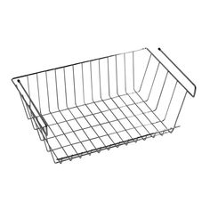 a metal wire basket on a white background