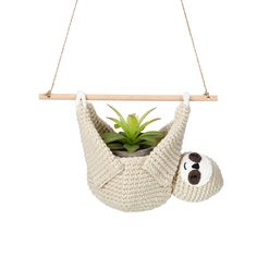 PRICES MAY VARY. Package Includes: you will receive 1 piece of sloth hanging planter with a wood dowel and 1 roll of rope, good combinations to meet your decor needs, suitable for indoor and outdoor decorations; Flower pot and plant not included Adorable Design: macrame plant hanger is designed with cute sloth appearance, attractive and elegant, which can add a playful and romantic atmosphere to display your plants, crochet pattern by HELLOhappy Reliable Material: the sloth plant hanger is made Sloth Plant Hanger, Outdoor Macrame, Plant Hanger Crochet, Plant Holders Indoor, Wall Plant Holder, Sloth Hanging, Botanical Display, Crochet Plant Hanger, Pot Organization