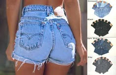 Jean Diy, High Waisted Jeans Outfit, Vintage Levi Shorts, Blue Ripped Jeans, High Waisted Jean Shorts, Shorts Denim, Levis Denim, Short Jeans, High Waisted Shorts Denim