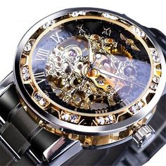 Top Rated Men's Watches Skeleton Watch Mechanical Movement Stainless Steel Transparent UK, Jewelry & Watches Skeleton Clock, Golden Watch, Luxury Clock, Mechanical Watch Men, Skeleton Watches, Mechanical Hand, Jewelry Cabinet, Transparent Fashion, Luxury Diamonds