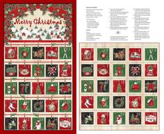 a christmas quilt pattern with the words merry christmas on it and an image of santa's sleigh