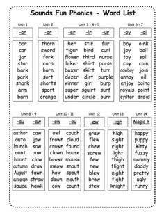 worksheet with words and pictures for the word list