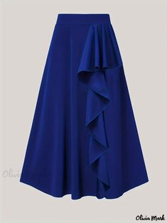 Olivia Mark - Stylish Plus Size A-line Skirt with Ruffle Trim, Elastic Waistband, and Slight Stretch for Women Modest Girly Outfits, Modest Dresses Fashion, Plus Size Elegant, Elegant Skirt, Stylish Plus, Gowns Of Elegance, Skirt Design, Christian Clothing, Girly Outfits